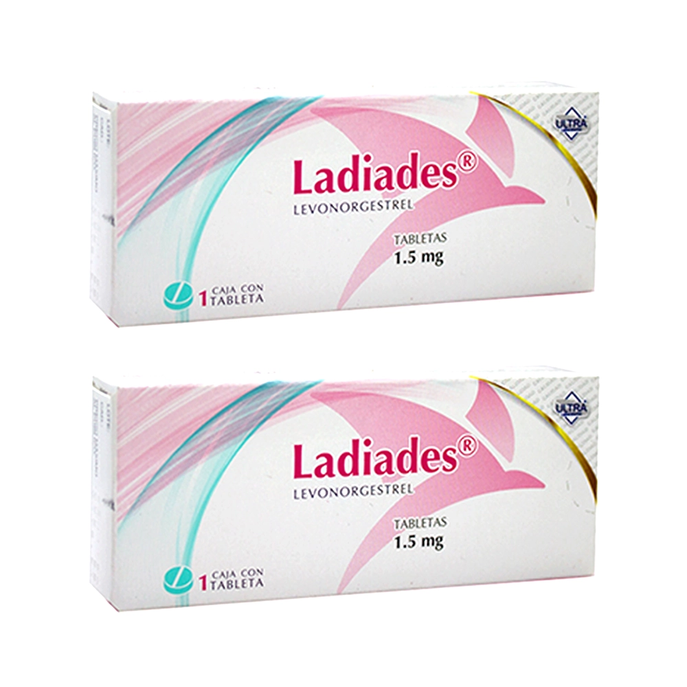 637902199886 1 ladiades 1.5 mg dos cajas con una tab c/u levonorgestrel 1.5 mg tableta 2 tableta(s)