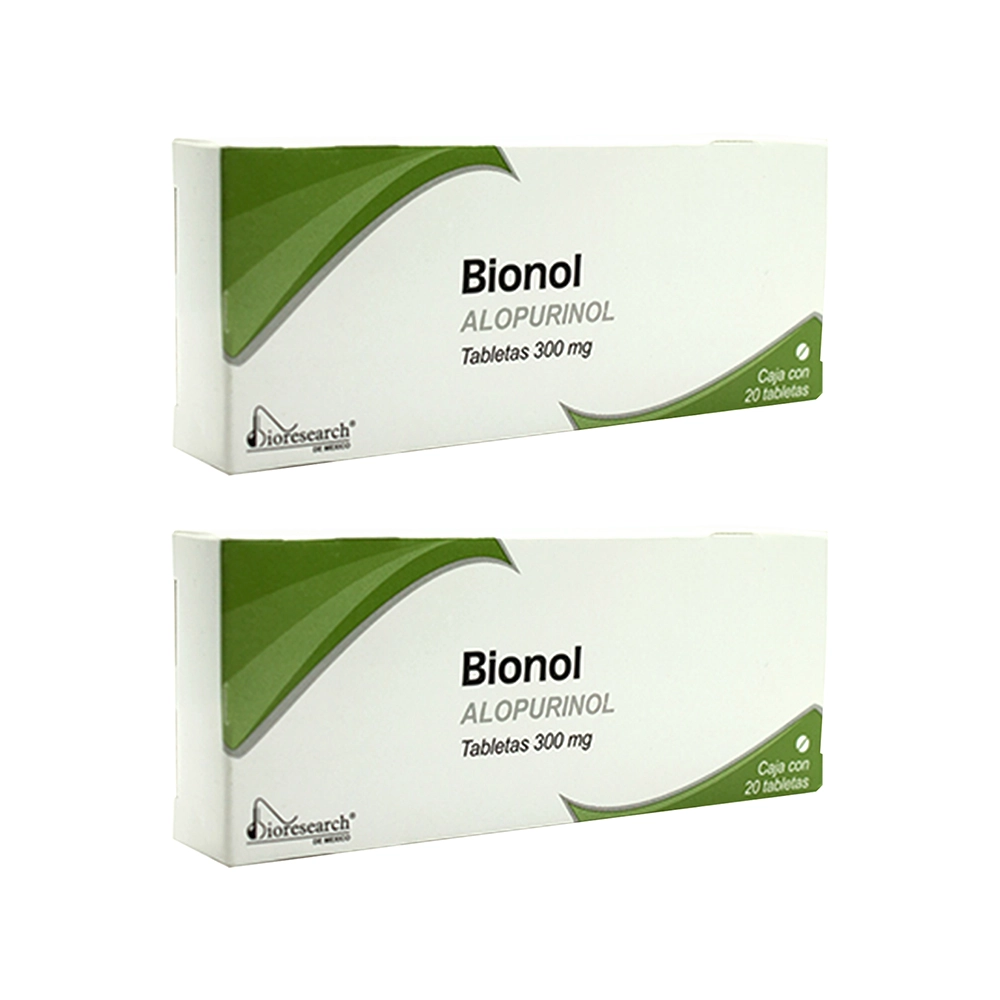 642613423861 1 bionol 300 mg dos cajas con 20 tabs c/u alopurinol 300 mg tableta 40 tableta(s)