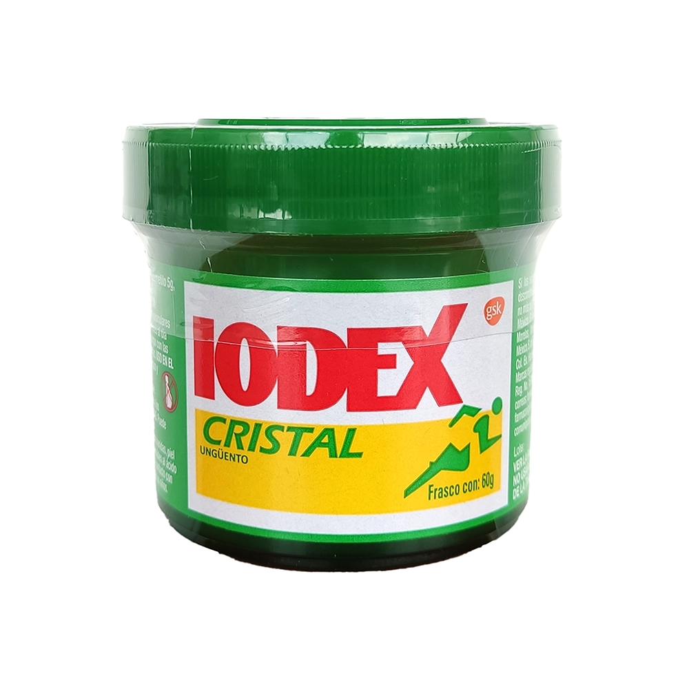 7501064560163 1 iodex cristal metilo - alcanfor - mentol - eucalipto 5 / 7 / 3 / 1 g ungüento 60 gramos