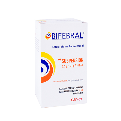 7501072340047 1 bifebral ketoprofeno - paracetamol 0.6 / 1.71 g suspensión 70 mililitro