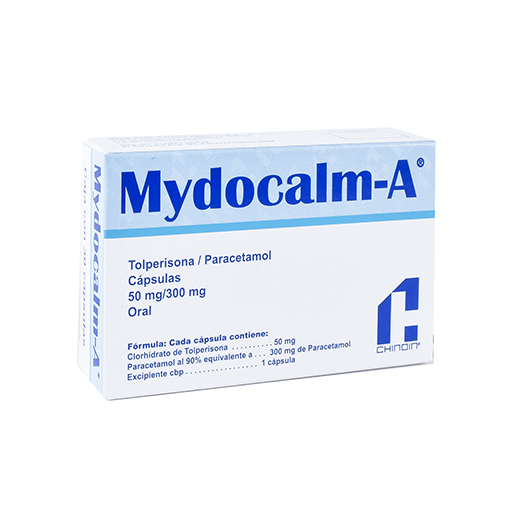 7501088545658 1 mydocalm-a tolperisona - paracetamol 50 / 300 mg cápsula 30 cápsula(s)