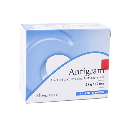 7501089800954 1 antigram acetil salicilato de lisina - metoclopramida 1620 / 10 mg granulado 10 sobre(s)