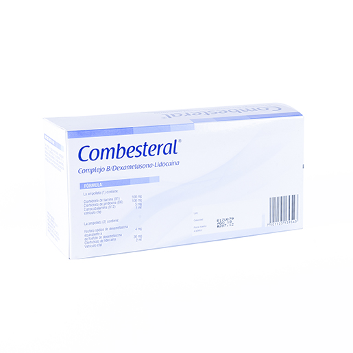 7501125153532 1 combesteral complejo b - dexametasona - lidocaina 100 / 100 / 5 / 4 / 30 mg jeringa prellenada 1 jeringa