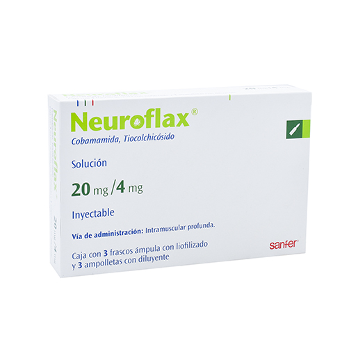 7501165005624 1 neuroflax cobamamida - tiocolchicosido 20 / 4 mg solución inyectable 3 frasco Ámpula