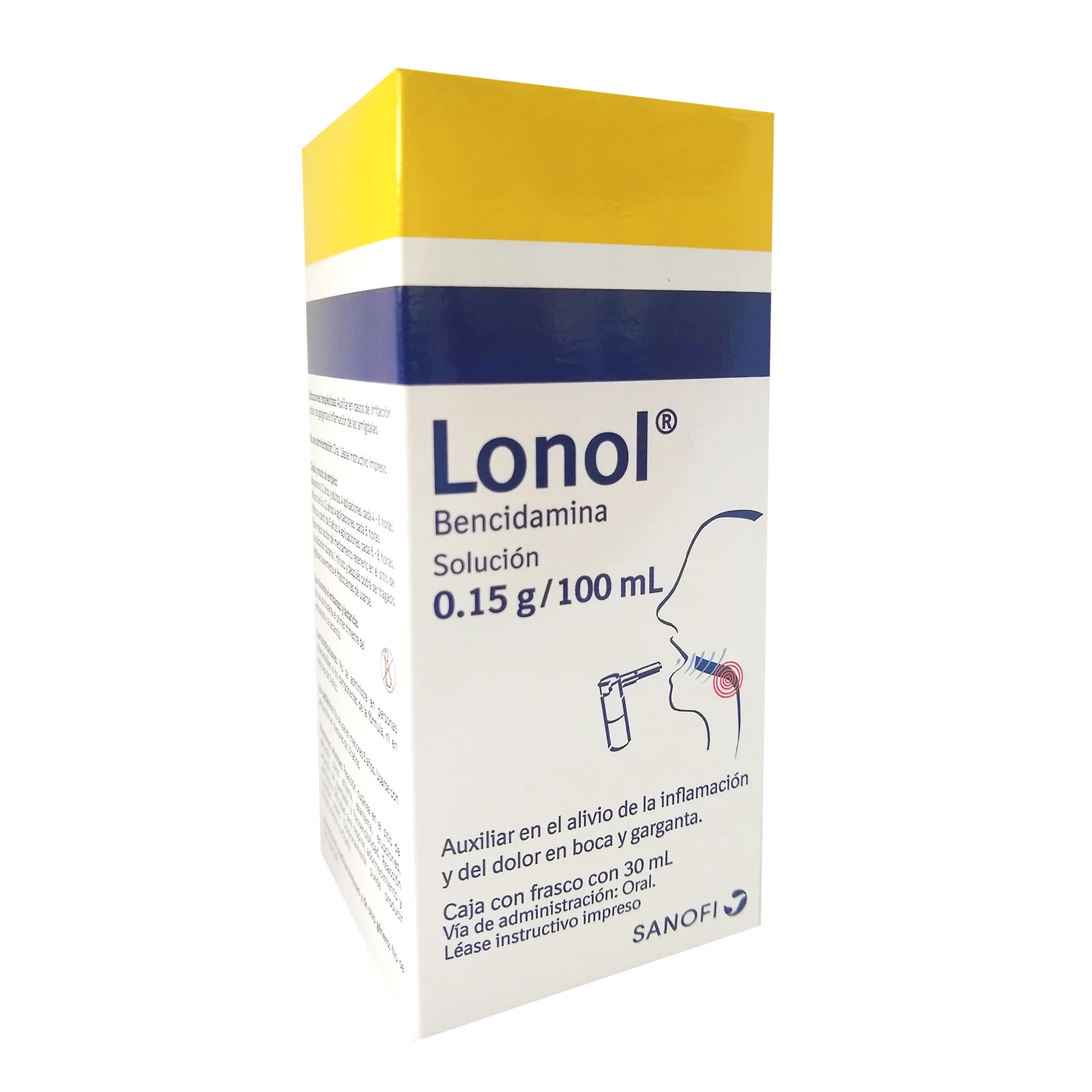 7501165011700 1 lonol bencidamina 0.15 g / 100 ml spray 30 mililitro