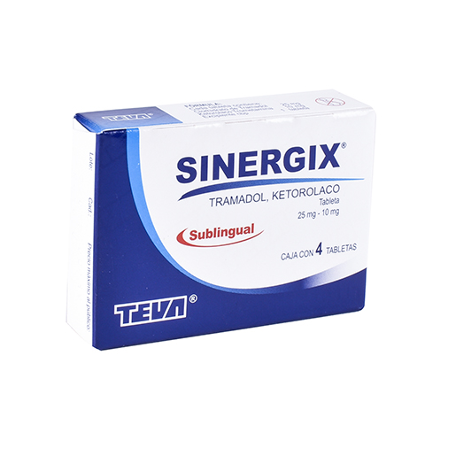 7501250829876 1 sinergix ketorolaco - tramadol 10 / 25 mg tableta sublingual 4 tableta(s)