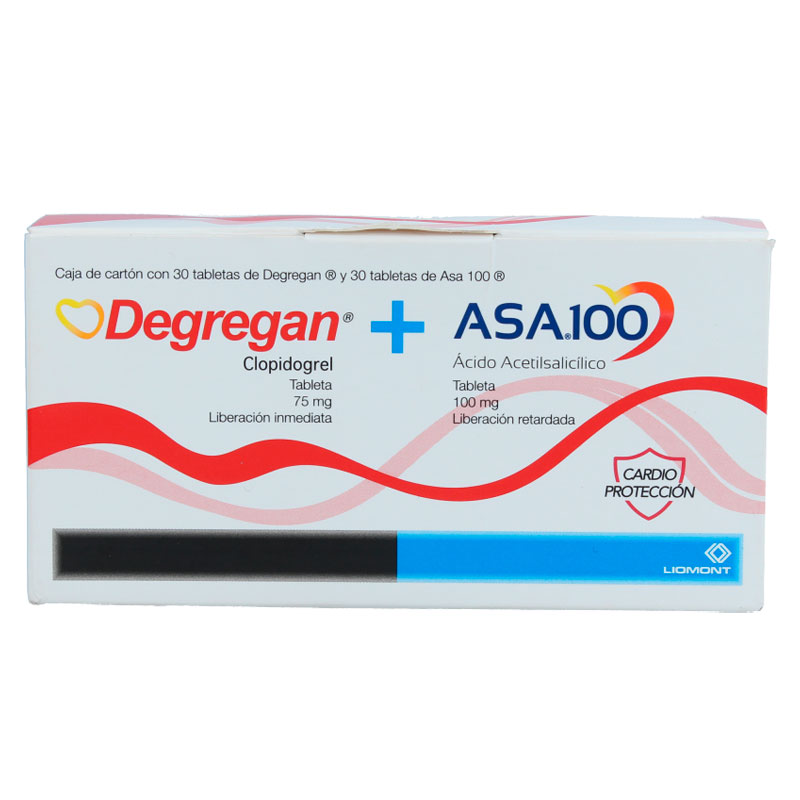 7501299309254 1 degregan + asa100 clopidogrel - acido acetilsalicilico 75 / 100 mg tableta 60 tableta(s)