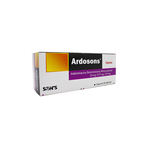 7502001162426 1 ardosons betametasona - indometacina - metocarbamol 0.75 / 25 / 215 mg cápsula 20 cápsula(s)