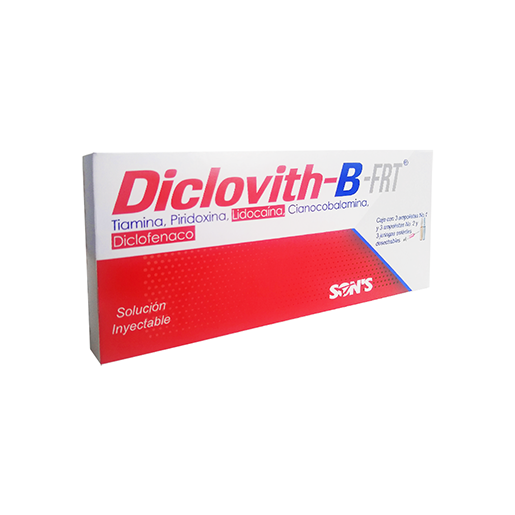 7502001166974 1 diclovith-b-frt diclofenaco - tiamina - piridoxina - cianocobalamina 75 / 100 / 100 / 5 / 20 mg solución inyectable 3 ampolleta