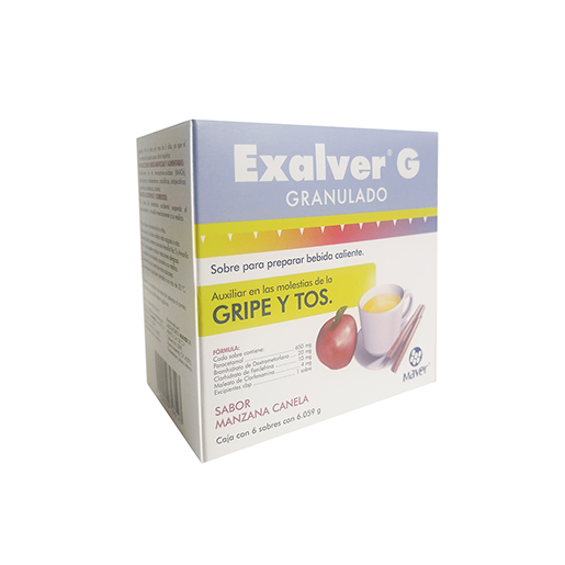 7502009746147 1 exalver g granulado paracetamol - clorfenamina - dextrometofano - fenilefrina 650/20/10/4 mg sobre 6 sobre(s)