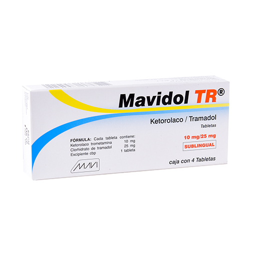 785120755022 1 mavidol tr sl ketorolaco trometamina - tramadol 10 / 25 mg tableta sublingual 4 tableta(s)